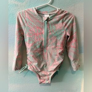NWOT Cat & Jack Tropical Leaf Print Long Sleeve Swimsuit